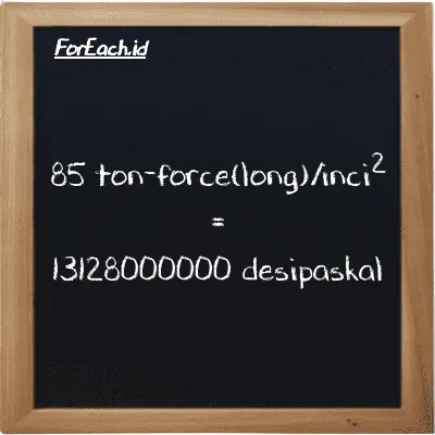 85 ton-force(long)/inci<sup>2</sup> setara dengan 13128000000 desipaskal (85 LT f/in<sup>2</sup> setara dengan 13128000000 dPa)